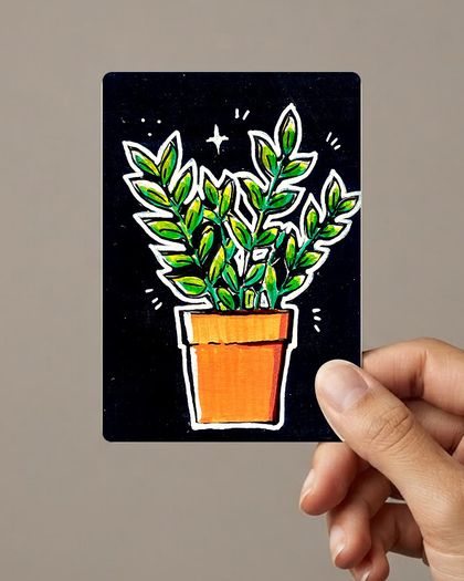 Original ACEO Card Night Bloom Painting Acrylic