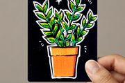 Original ACEO Card Night Bloom Painting Acrylic