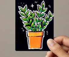 Original ACEO Card Night Bloom Painting Acrylic
