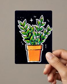 Original ACEO Card Night Bloom Painting Acrylic