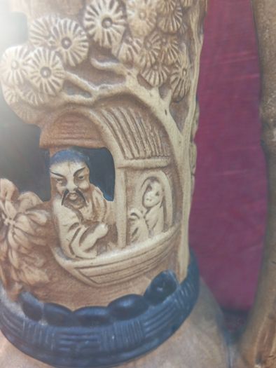 Pair of antique Bretby vases, repair to one arm, D18