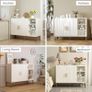 Sideboard with Curved Texture, Wooden Storage Cabinet with 2 Doors and 3 Tier Shelves, Cupboard, Buffet for Living Room, Kitchen, Hallway, Cream Colour, 110 X 35 X 82 cm Image 4