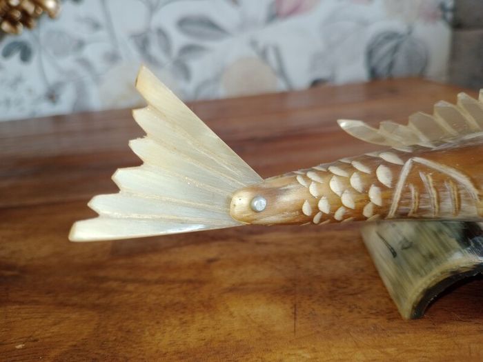 Vintage Carved Horn Fish