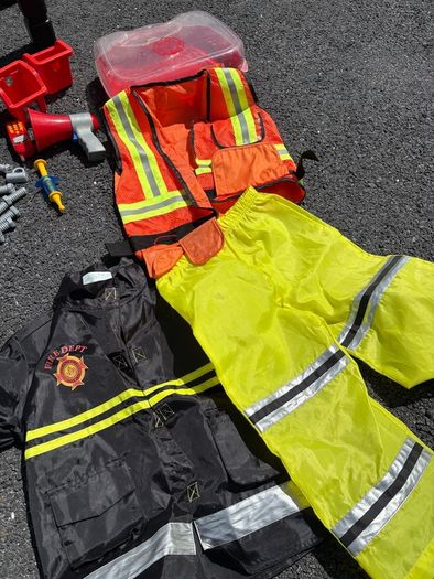 Construction bench, tool trolley & box, fireman bundle