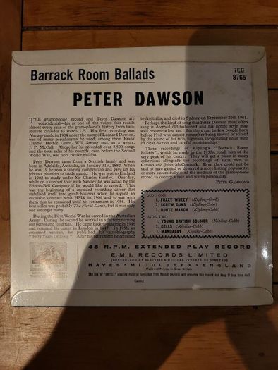 Peter Dawson Barrack Room Ballads 7 inch EP His Masters Voice