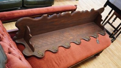 Early 20th Century Carved Oak Wall Coat Rack