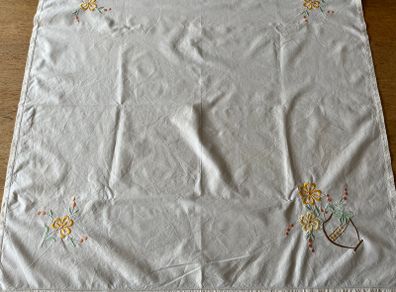 Antique embroidered square table cloth