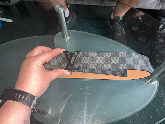 Mens Louis Vuitton grey and black Belt Brand New
