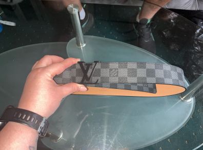 Mens Louis Vuitton grey and black Belt Brand New
