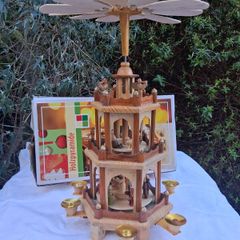 Traditional German Wooden Xmas Spinning Carousel