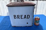 Vintage white enamel bread bin