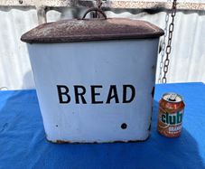 Vintage white enamel bread bin