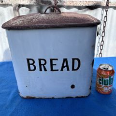 Vintage white enamel bread bin