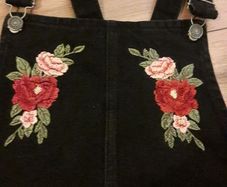 Black denim embroidered pinafore size uk6