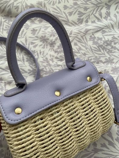 purple basket weave bag
