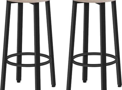 Bar Stools Set of 2, Kitchen Breakfast Bar Stools, A Pair of Barstools, Kitchen Stools, Dining Chairs for Kitchen Counter, Industrial, for Home Garden Bar, Greige and Black, EBG02BY01