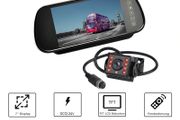 Car Wired Rear view System 7'' Rearview mirror monitor with IR night vision 4Pin rear view parking camera for Trucks RVs Camper Van