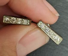 Vintage Silver earrings rectangular with crystals