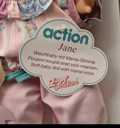 Zapf Creation Doll West Germany Vintage Rare 1980s 'Action Jane 'With Mama Voice