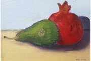 A group of still life of the pear and the programet scene