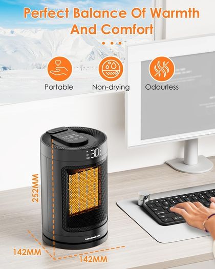 New Portable Electric Space Heater Port able Fan Heater with Remote Control, Tip Over & Overheat Protection, Low Energy, Timer, Fast Heating