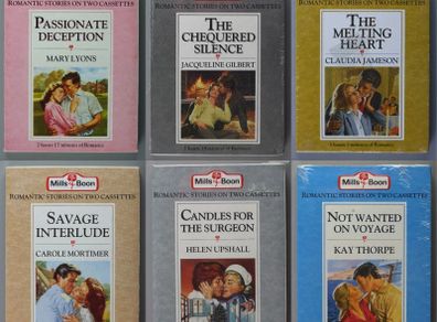 6 Mills & Boon Audiobook Cassette Tapes. Romantic Stories 1980s