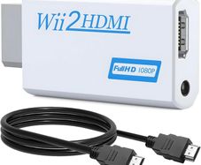 Wii to HDMI Adapter with 1m HDMI Cable, 1080P/720p Wii HDMI Converter for Nintendo Wii, Supports All Wii Display Modes, Wii to HDMI Connector with 3.5mm Audio Output