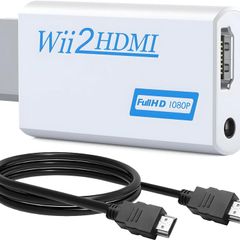 Wii to HDMI Adapter with 1m HDMI Cable, 1080P/720p Wii HDMI Converter for Nintendo Wii, Supports All Wii Display Modes, Wii to HDMI Connector with 3.5mm Audio Output