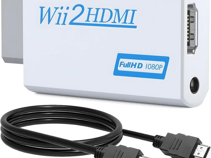 Wii to HDMI Adapter with 1m HDMI Cable, 1080P/720p Wii HDMI Converter for Nintendo Wii, Supports All Wii Display Modes, Wii to HDMI Connector with 3.5mm Audio Output