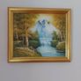 Vintage Mountain, Waterfall, Landscape Scene. Oil on canvas Image 2
