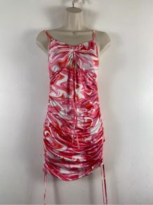 Pink Tie-Dye Ruched Bodycon Dress SHEIN Size M / EU 38