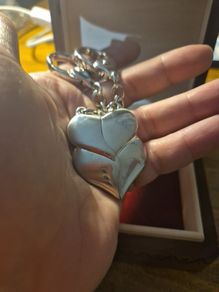 Vintage heart metal partner keyring