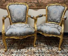 Lovely Pair of Gilt Wood French Chairs
