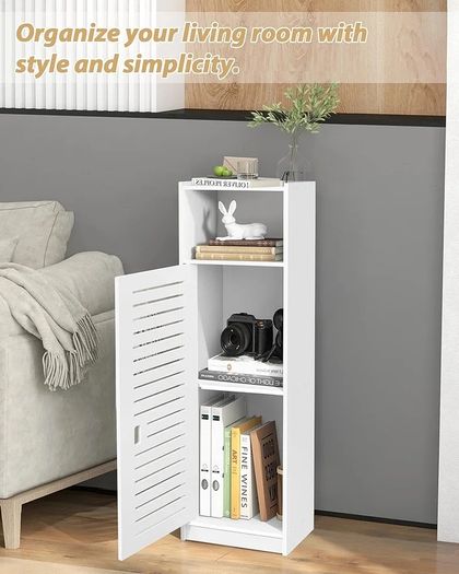 Waterproof Bathroom Cabinets, Storage Accessories Floor Standing Cabinet for Bathroom,Furniture for Bedroom Kitchen Hallway,Storage Cupboard Unit with Daily use Layer 80x20x24cm