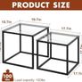 Coffee Table, Set of 2, Modern Living Room Table, Glass Coffee Table, Small, Side Table, Sofa Table, Coffee Table for Living Room, Bedroom, Office, 50/45 cm, Black Image 2