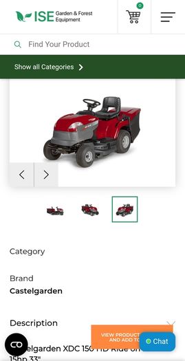 Castle garden ride on mower.