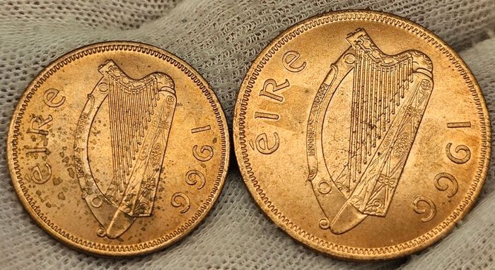 Ireland 1966 1d Penny and 1/2d Halfpenny Beautiful Uncirculated Red
