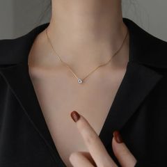 Simple Style  Zircon Pendant Necklace