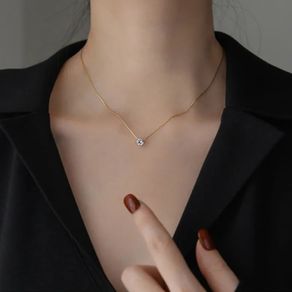 Simple Style  Zircon Pendant Necklace