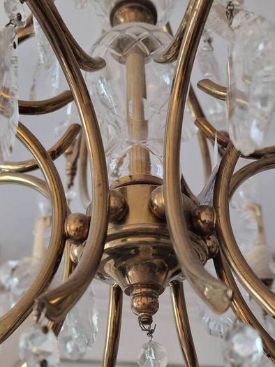 Old Brass&Cut Glass Chandelier