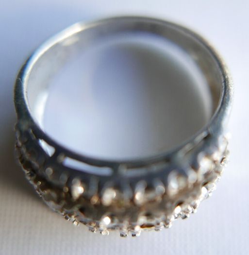 Vintage Sterling Silver 925 Lab Created Ice White Cubic Zirconia Cluster Ring size P - 4,95g