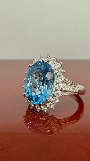 Topaz & White Zircon Statement Halo Ring
