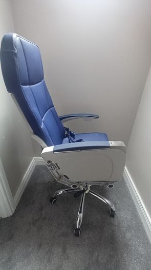 Airbus A320/A321 Aircraft Seat Swivel Office Chair | Genuine Airline Seat with Tray Table & Life Jacket