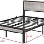 Metal King Size Bed Frame with Storage Wooden Headboard Image 2