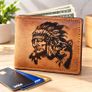 Genuine Leather Wallet for Men Native American & Wolf Design Wallet Western Bifold Wallet Image 7