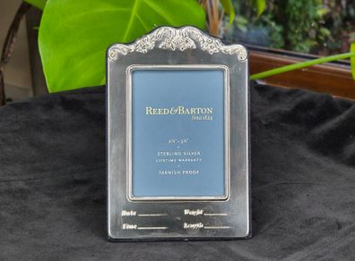 Reed & Barton Sterling Silver Baby Record Picture Frame Boxed 2.5 x 3.5