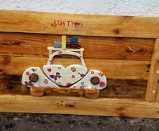 Rustic STAY TRIPPY Bug wood art wall sign.