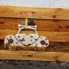 Rustic STAY TRIPPY Bug wood art wall sign.