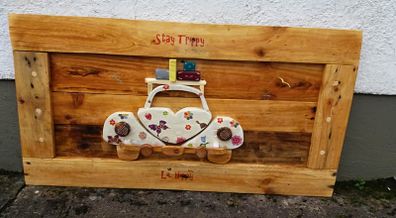 Rustic STAY TRIPPY Bug wood art wall sign.