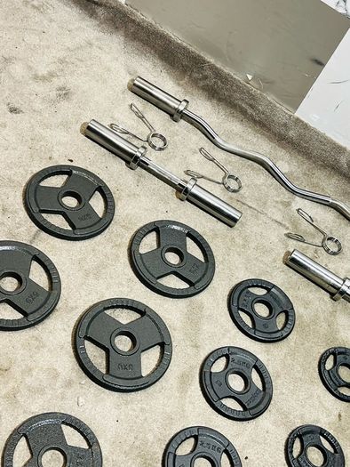 Olympic Weights Dumbbells Curl Bar Set